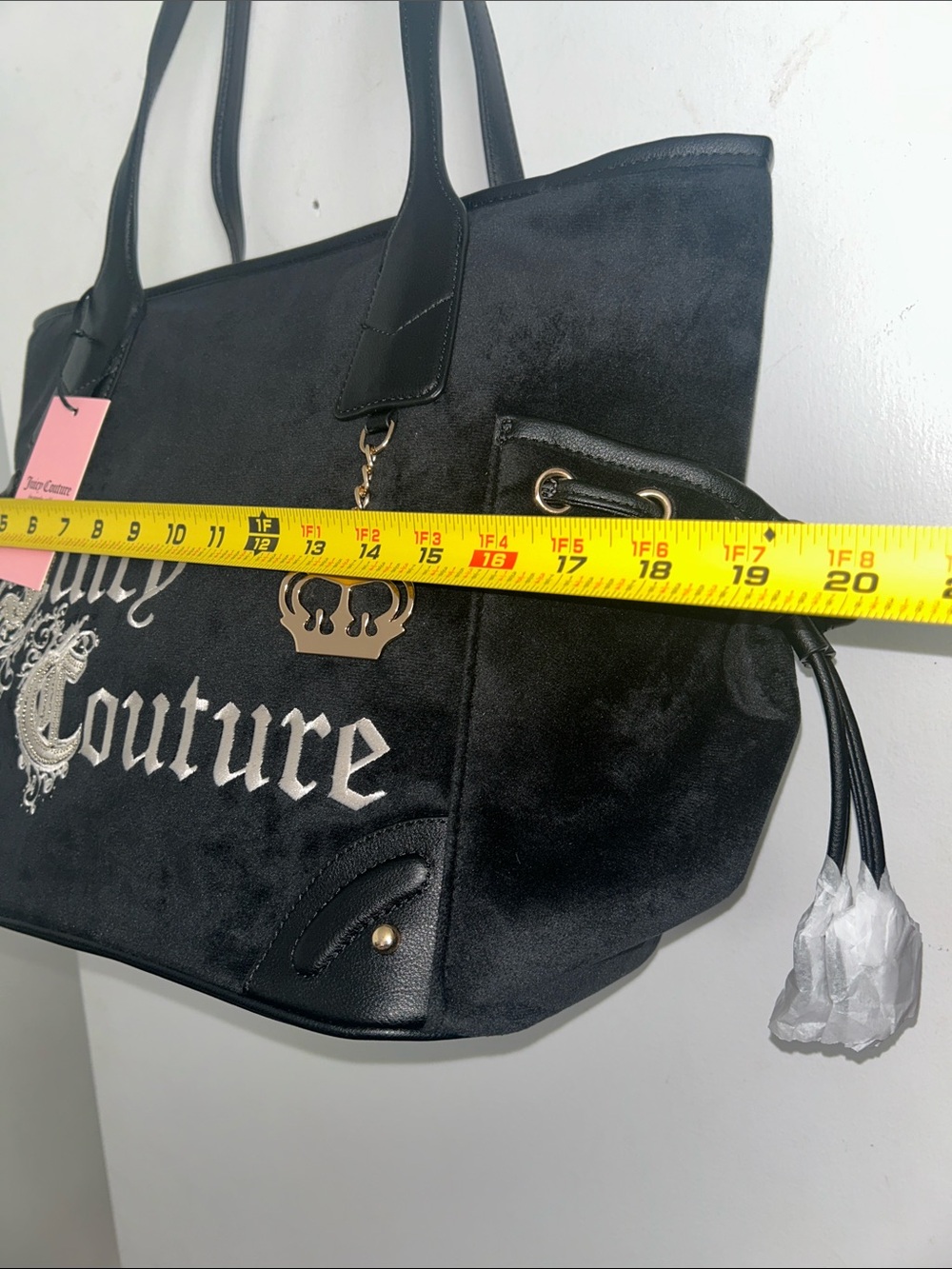 Juicy Couture Black Tote with Crown Charm and Logo - Picture 3 of 12